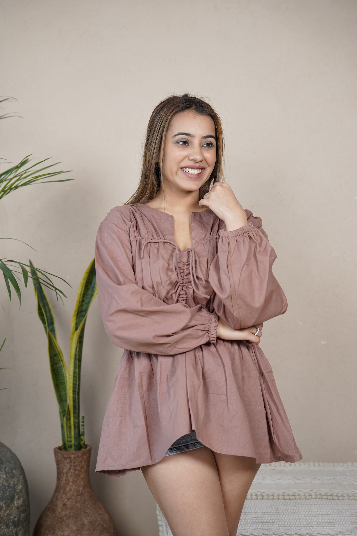 Blush knot top