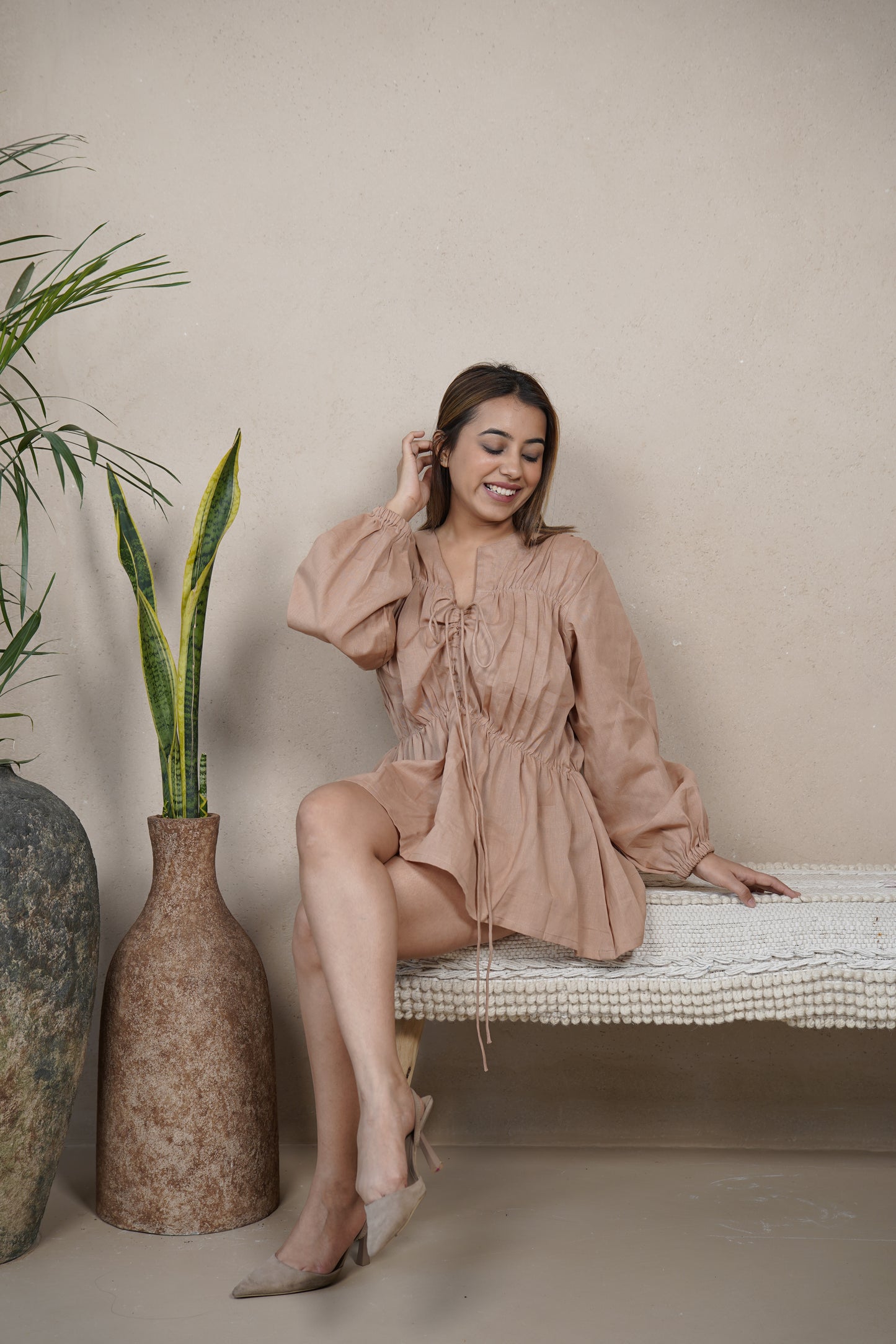 Beige Knot Top