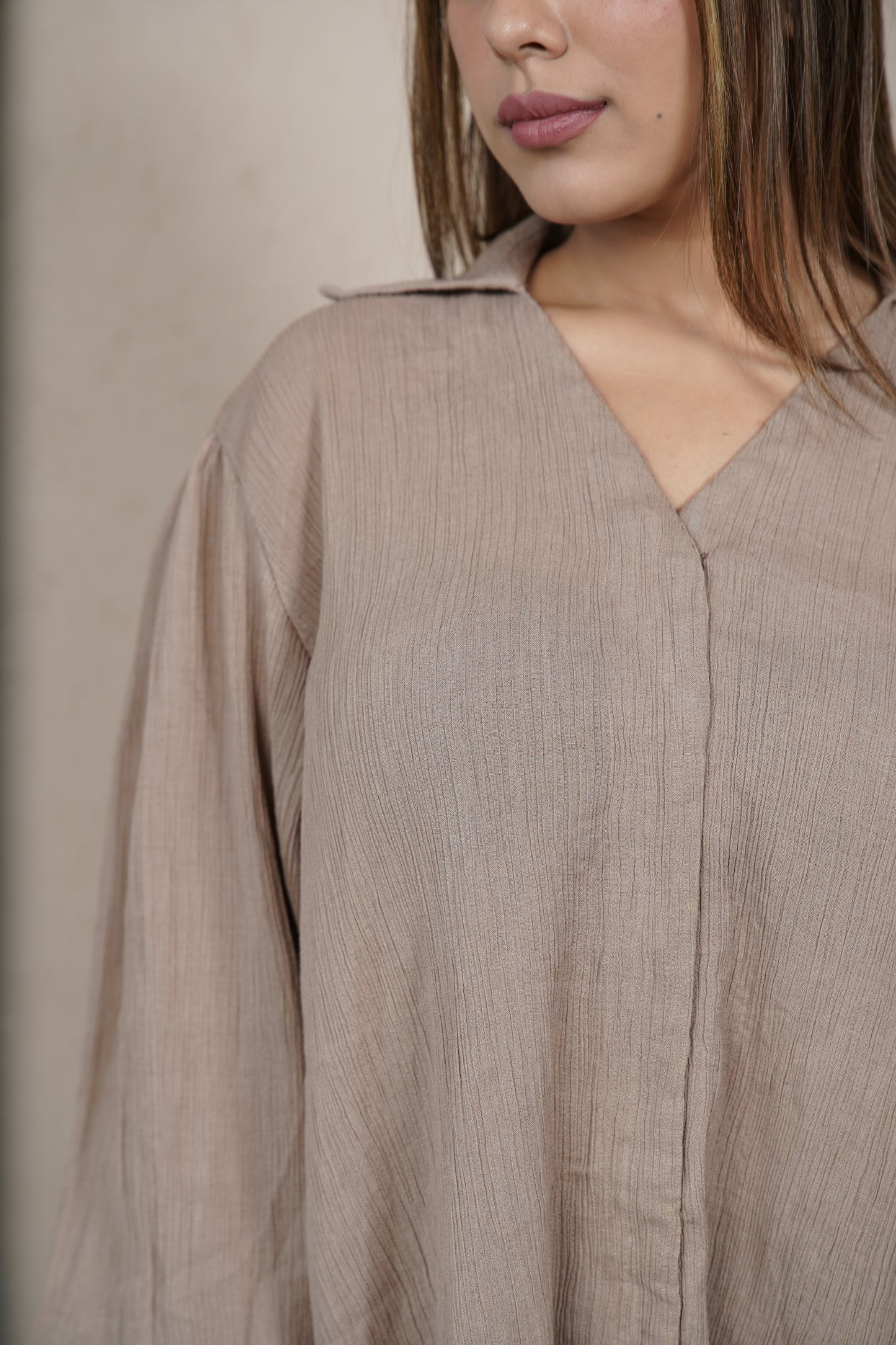Beige shirt dress